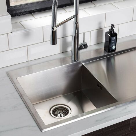 Aquariss Single Bowl Stainless Steel Inset Kitchen Sink Right Hand Drainer 860x510mm