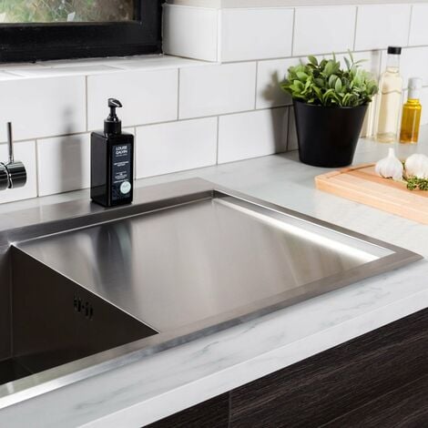Aquariss Single Bowl Stainless Steel Inset Kitchen Sink Right Hand Drainer 860x510mm