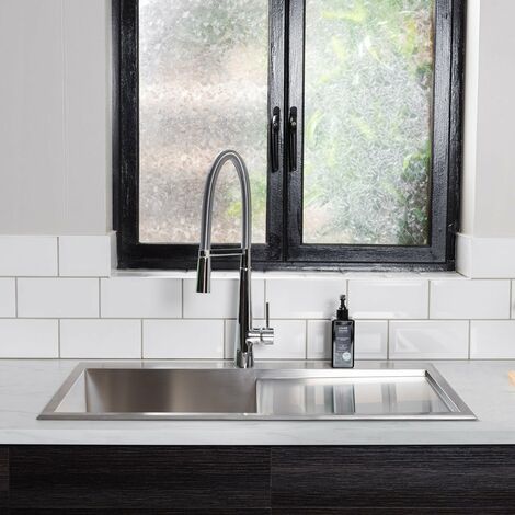 Aquariss Single Bowl Stainless Steel Inset Kitchen Sink Right Hand Drainer 860x510mm