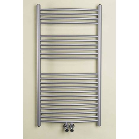 Curved Heated Towel Rail Bathroom Radiators Silver 1120x600mm