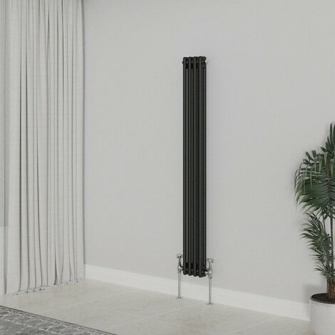 WarmeHaus Traditional Radiator Black Double Column 1500x200mm