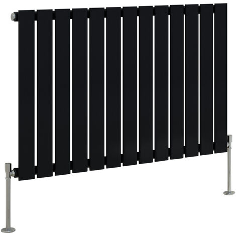 WarmeHaus Horizontal 600x884mm Flat Panel Radiator Black Single