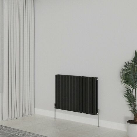 WarmeHaus Horizontal 600x884mm Flat Panel Radiator Black Double (1/5)