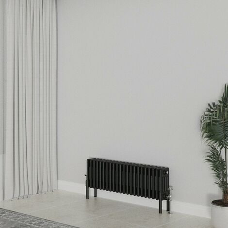 WarmeHaus Traditional Radiator 300x1010mm Black 4 Column Heater (1/5)