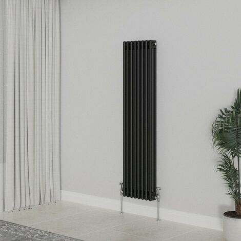 WarmeHaus Traditional Radiator Black Vertical Triple Column Cast Iron ...