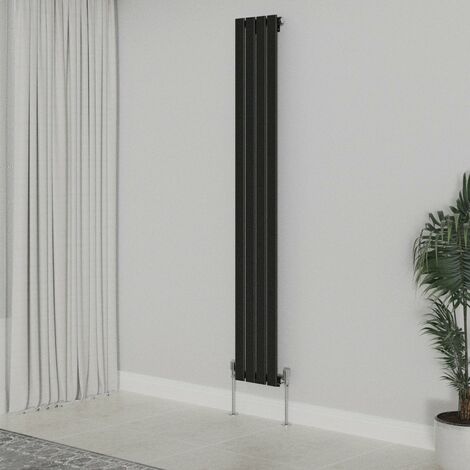 WarmeHaus Vertical 1800x272mm Flat Panel Radiator Black Single (1/5)