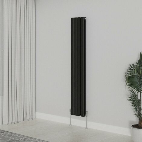 WarmeHaus Vertical 1600x272mm Flat Panel Radiator Black Double (1/5)