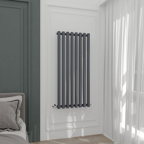 WarmeHaus Anthracite 1200x545mm Radiator Single Grey Round Panel (1/5)