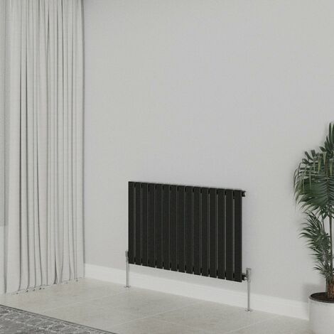 WarmeHaus Horizontal 600x1020mm Flat Panel Radiator Black Single (1/5)