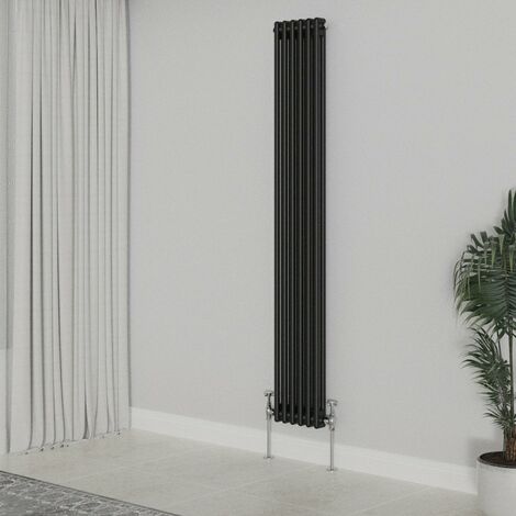 WarmeHaus Traditional Radiator Black Double Column 1800x290mm