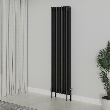 WarmeHaus Traditional Radiator 1800x470mm Black Vertical 4 Column (1/5)