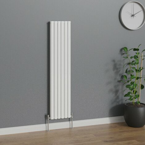 WarmeHaus Vertical Oval Double Panel White Radiator 1600x354mm