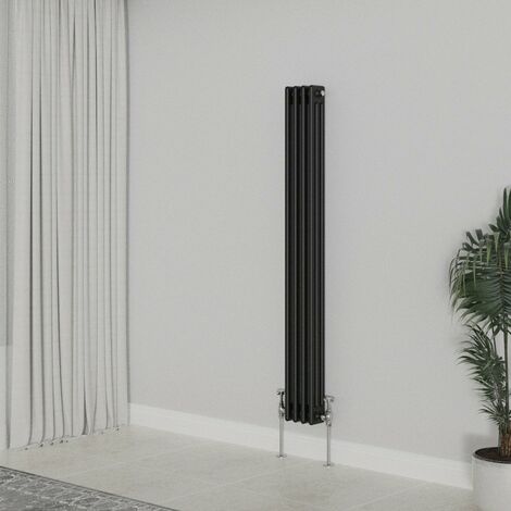 WarmeHaus Traditional Radiator Black Triple Column 1500x202mm