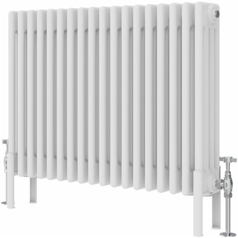 WarmeHaus Traditional Radiator 600x830mm White Horizontal 4 Column Cast ...