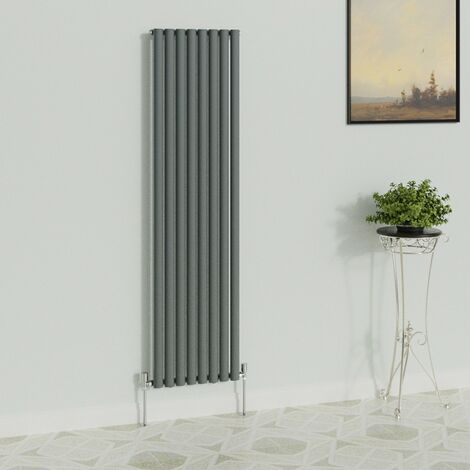 WarmeHaus Vertical Oval Single Anthracite Radiator 1800x472mm (1/5)