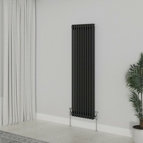 WarmeHaus Traditional Radiator Black Double Column 1500x470mm