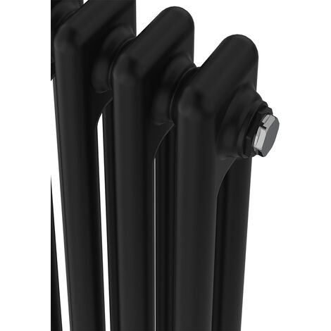 WarmeHaus Traditional Radiator Black Double Column 1500x470mm