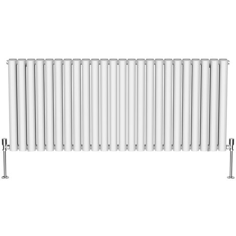 WarmeHaus Horizontal Oval Double Panel White Radiator 600x1416mm