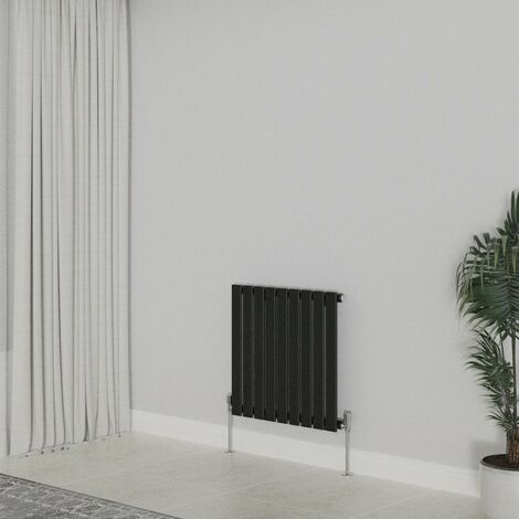 WarmeHaus Horizontal 600x612mm Flat Panel Radiator Black Single (1/5)