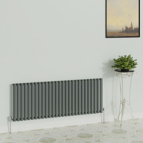 WarmeHaus Horizontal Oval Single Anthracite Radiator 600x1593mm (1/5)