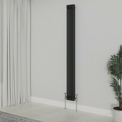 WarmeHaus Traditional Radiator Black Double Column 1800x200mm