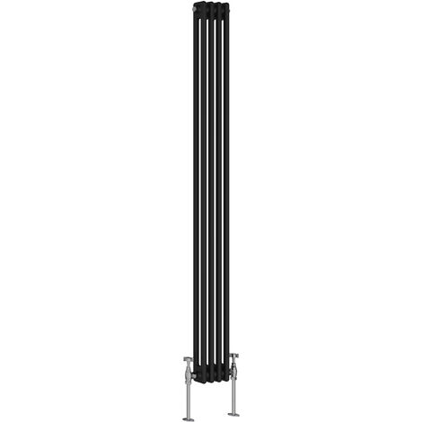 WarmeHaus Traditional Radiator Black Double Column 1800x200mm