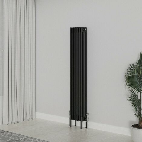 Warmehaus Traditional Radiator 1500x290mm Black Vertical 4 Column