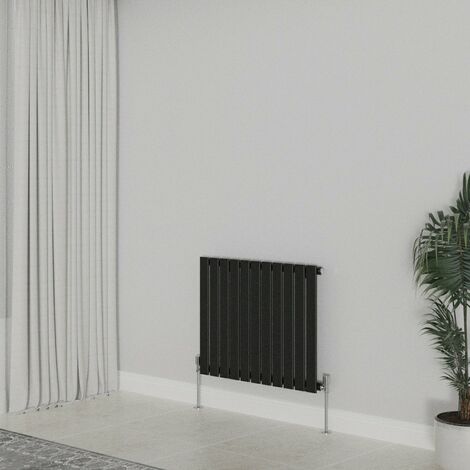 WarmeHaus Horizontal 600x748mm Flat Panel Radiator Black Single (1/5)