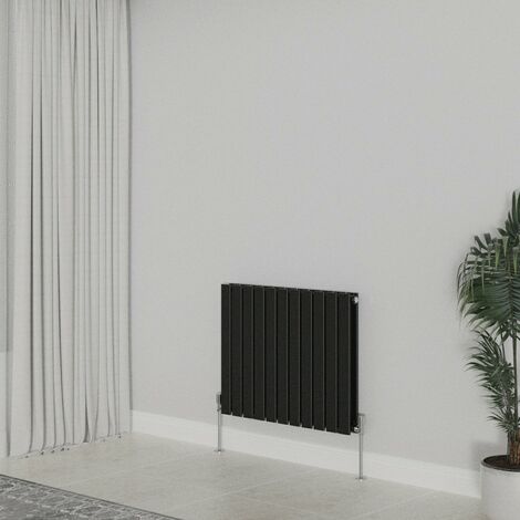 WarmeHaus Horizontal 600x748mm Flat Panel Radiator Black Double (1/5)