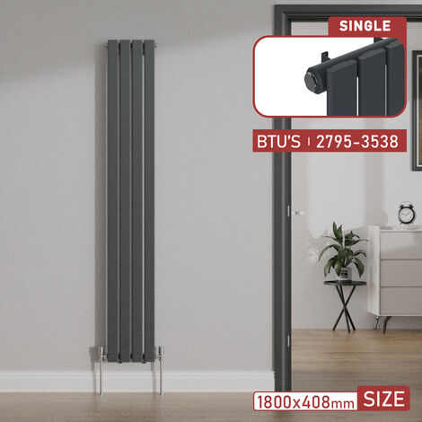 Warmehaus 1800x408mm Flat Panel Vertical Radiator Anthracite Single