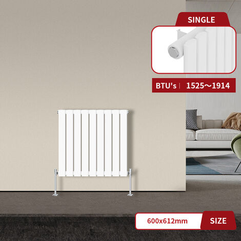 Warmehaus Flat Panel Radiator White Horizontal 600 x 612mm Single