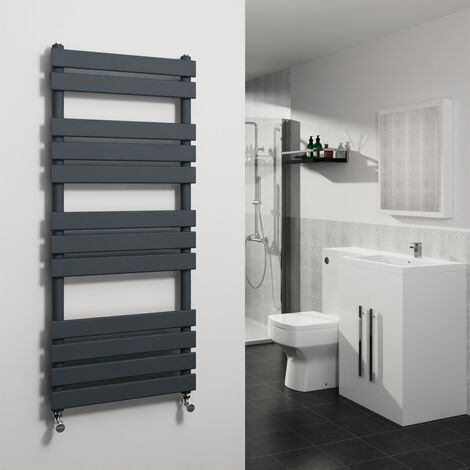 Sand Grey Flat Panel Heated Towel Rail Radiator 1200x500mm