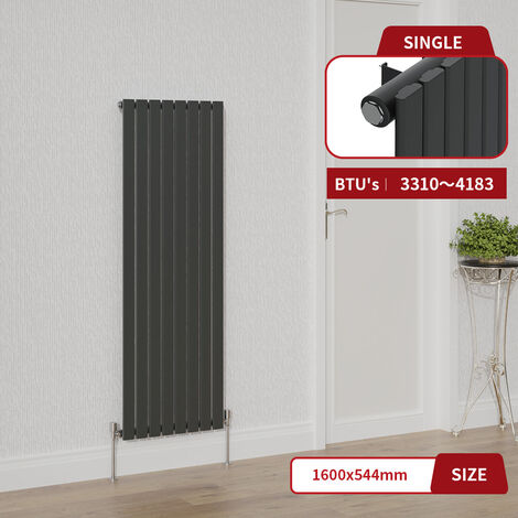 Warmehaus Anthracite Single Flat Panel Vertical Radiator 1600x544mm (1/5)