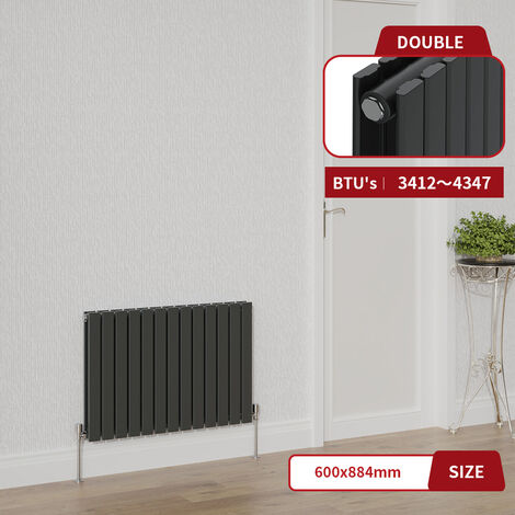 Warmehaus Anthracite Flat Panel Radiator Horizontal Double Panel 600x884mm (1/5)