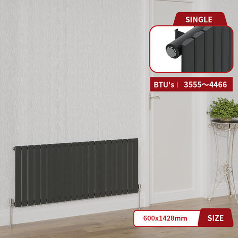 Warmehaus Anthracite Flat Panel Radiator Horizontal Single Panel 600x1428mm (1/5)