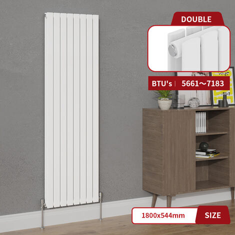 Warmehaus White Double Column Flat Panel Vertical Radiator 1800x544mm (1/5)