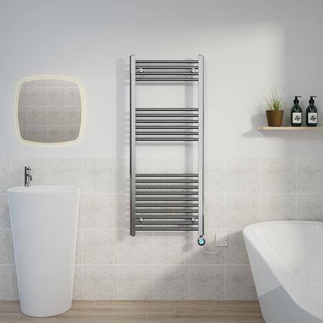 Thermostatic Towel Rail Straight Timer Chrome 1200x500mm