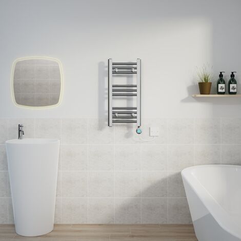 Thermostatic Towel Rail Straight Timer Chrome 600x300mm