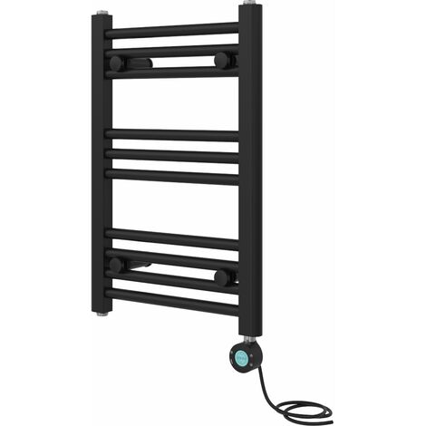 WiFi Thermostatic Straight Towel Rail Timer Black 600x400mm