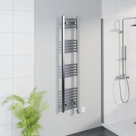 WiFi Thermostatic Curved Towel Rail Timer Chrome 1400x300mm