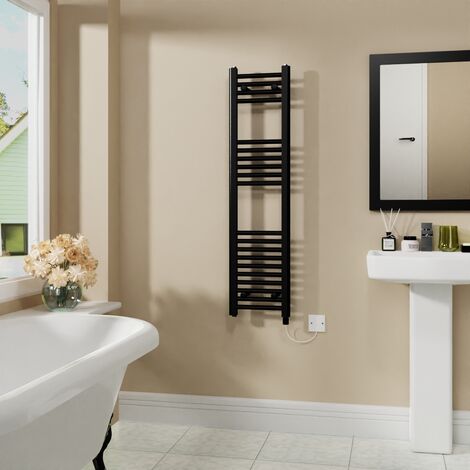 Electric Bathroom Radiator Straight Black 1200x300mm 600W