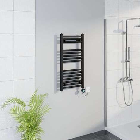 WiFi Thermostatic Straight Towel Rail Timer Black 800x400mm