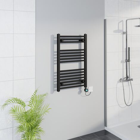 WiFi Thermostatic Straight Towel Rail Timer Black 800x500mm