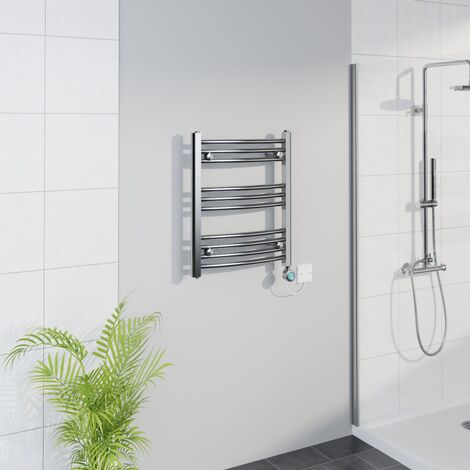WiFi Thermostatic Curved Towel Rail Timer Chrome 600x500mm (1/5)