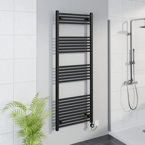 WiFi Thermostatic Straight Towel Rail Timer Black 1600x600mm