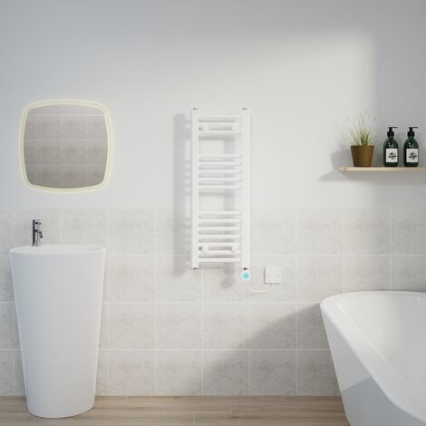 Thermostatic Towel Rail Straight Timer White 800x300mm