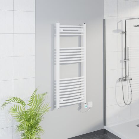 WiFi Thermostatic Curved Towel Rail Timer White 1200x500mm