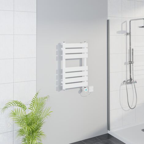 WiFi Thermostatic Flat Towel Rail Timer White 650x400mm