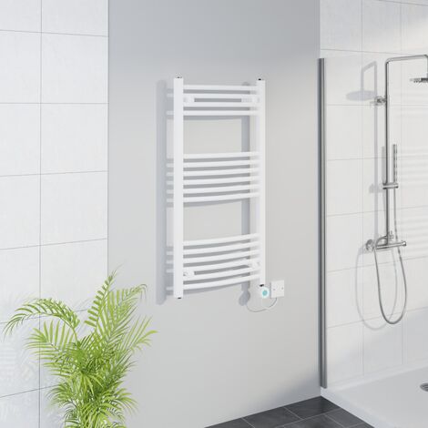 WiFi Thermostatic Curved Towel Rail Timer White 1000x500mm