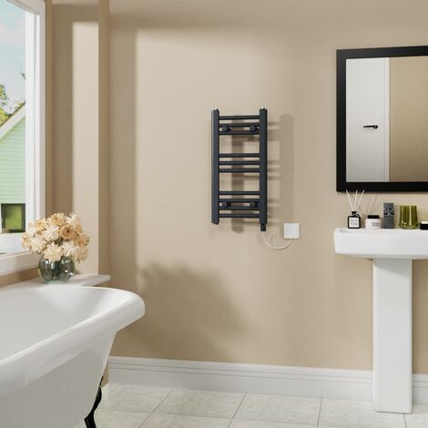 Electric Bathroom Radiator Straight Anthracite 600x300mm 200W